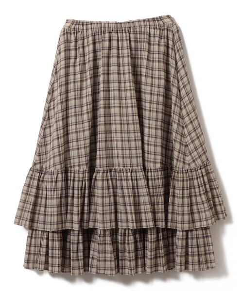 BEAMS BOY(ビームスボーイ)の「ボーイ チェック ティアード(スカート・レディース・ベージュ/サックスブルー・ONE SIZE)」の12枚目の写真