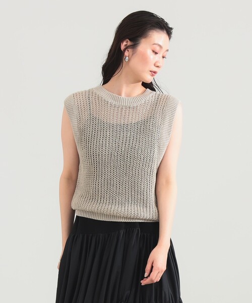 Demi-Luxe BEAMS(デミルクス ビームス)の「リネン 畦 ニットベスト(ニット/セーター・レディース・ベージュ/ブラウン・ONE SIZE)」の1枚目の写真