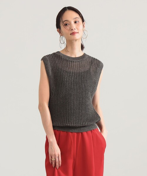 Demi-Luxe BEAMS(デミルクス ビームス)の「リネン 畦 ニットベスト(ニット/セーター・レディース・ベージュ/ブラウン・ONE SIZE)」の2枚目の写真