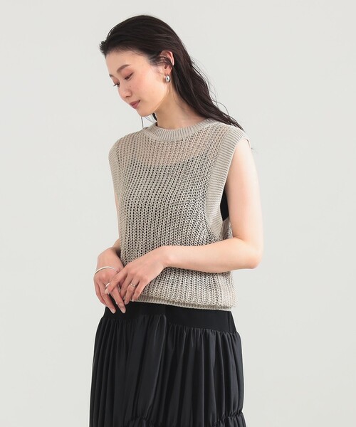 Demi-Luxe BEAMS(デミルクス ビームス)の「リネン 畦 ニットベスト(ニット/セーター・レディース・ベージュ/ブラウン・ONE SIZE)」の6枚目の写真