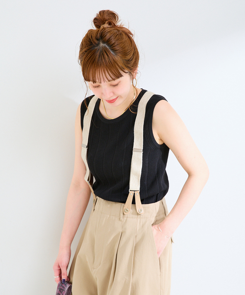 B.C STOCK(ベーセーストック)の「手洗い可 / UVcare / add Function ニットタンクトップ(ニット/セーター・レディース・ブラック/レッド/ブラウン/ホワイト・FREE)」の8枚目の写真