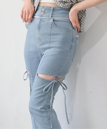 tiptop | レース付脇リボンフレアパンツ(デニムパンツ)