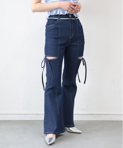 tiptop(ティップトップ)の「レース付脇リボンフレアパンツ(デニムパンツ・レディース・ブルー/ネイビー/ブラック・S/M)」の19枚目の写真