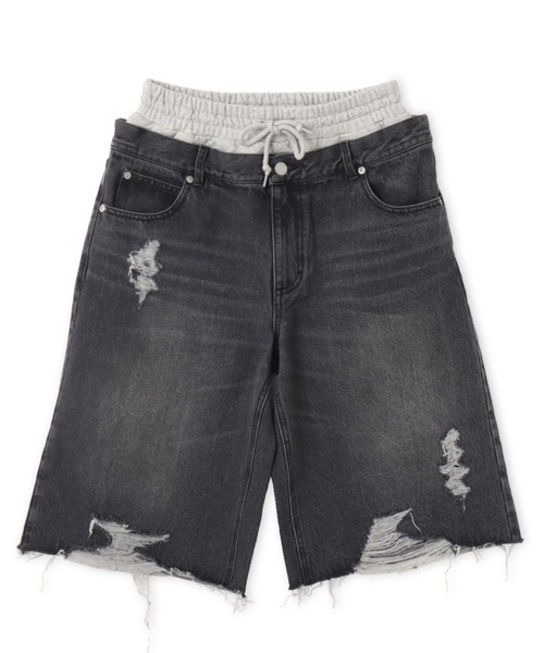 atmos pink(アトモスピンク)の「atmos pink Layered Denim Half Pants / アトモス ピンク レイヤード デニム ハーフ パンツ(その他パンツ・レディース・ブルー/ブラック/ベージュ・S/M)」の2枚目の写真