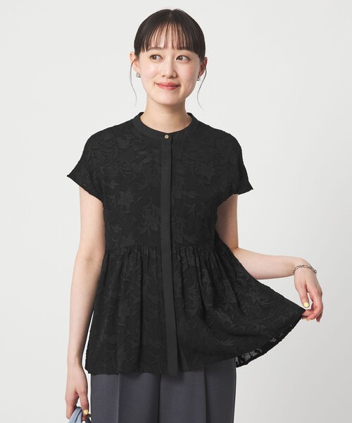 green label relaxing（グリーンレーベルリラクシング）の「カット ジャガード フレンチスリーブ ブラウス（シャツ/ブラウス・レディース・ライトブルー/ブラック/ホワイト・FREE）」の10枚目の写真
