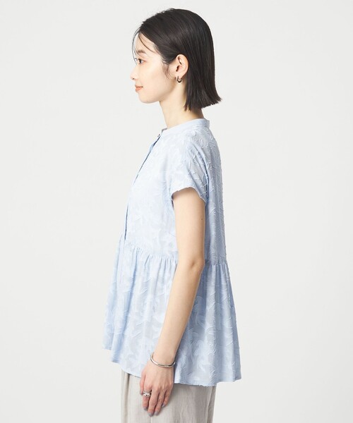 green label relaxing（グリーンレーベルリラクシング）の「カット ジャガード フレンチスリーブ ブラウス（シャツ/ブラウス・レディース・ライトブルー/ブラック/ホワイト・FREE）」の14枚目の写真