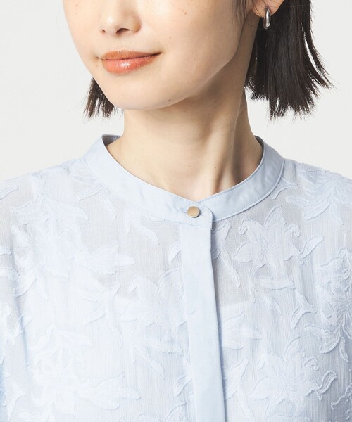 green label relaxing（グリーンレーベルリラクシング）の「カット ジャガード フレンチスリーブ ブラウス（シャツ/ブラウス・レディース・ライトブルー/ブラック/ホワイト・FREE）」の16枚目の写真