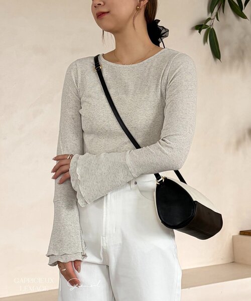 CAPRICIEUX LE'MAGE（カプリシューレマージュ）の「【LE'MAGE×gemeilコラボ】ティアードスリーブロンT（Tシャツ/カットソー・レディース・ブラック/ホワイト/ベージュ・FREE）」の3枚目の写真