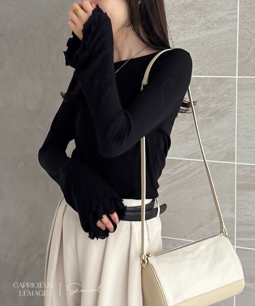 CAPRICIEUX LE'MAGE（カプリシューレマージュ）の「【LE'MAGE×gemeilコラボ】ティアードスリーブロンT（Tシャツ/カットソー・レディース・ブラック/ホワイト/ベージュ・FREE）」の22枚目の写真