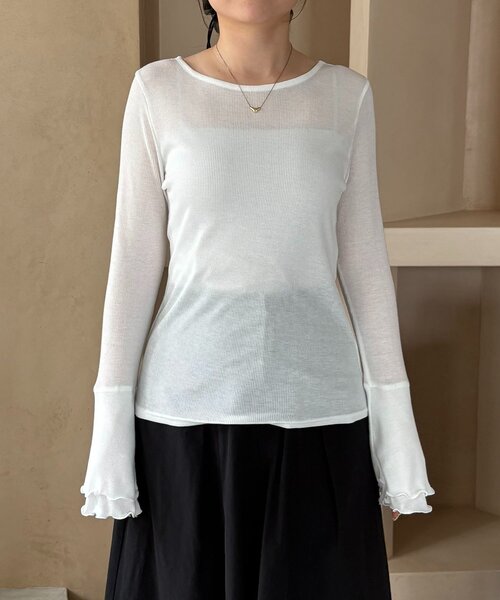 CAPRICIEUX LE'MAGE（カプリシューレマージュ）の「【LE'MAGE×gemeilコラボ】ティアードスリーブロンT（Tシャツ/カットソー・レディース・ブラック/ホワイト/ベージュ・FREE）」の8枚目の写真