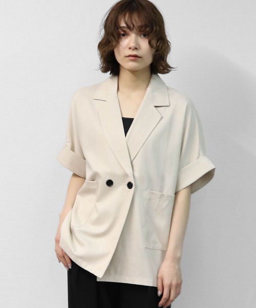 THE CELL.(ザセルドット)の「ダブルハーフジャケット DOUBLE HALF JACKET(テーラードジャケット・レディース・チャコールグレー/ベージュ/ブラック・FREE)」の13枚目の写真