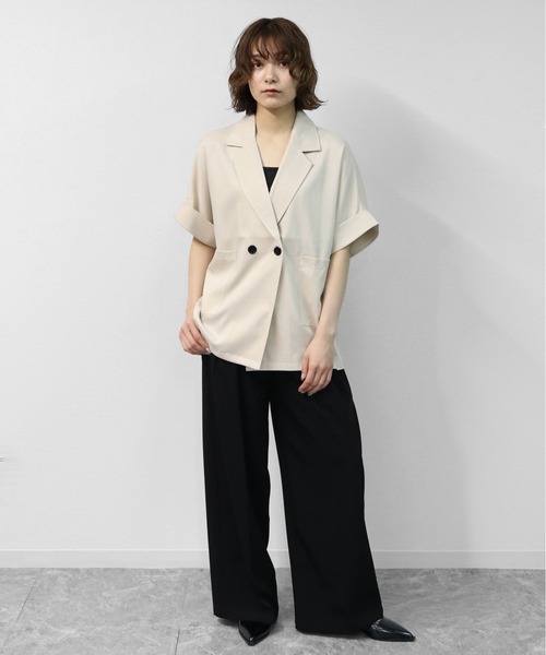 THE CELL.(ザセルドット)の「ダブルハーフジャケット DOUBLE HALF JACKET(テーラードジャケット・レディース・チャコールグレー/ベージュ/ブラック・FREE)」の15枚目の写真