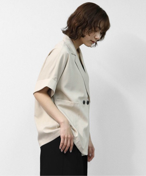 THE CELL.(ザセルドット)の「ダブルハーフジャケット DOUBLE HALF JACKET(テーラードジャケット・レディース・チャコールグレー/ベージュ/ブラック・FREE)」の14枚目の写真