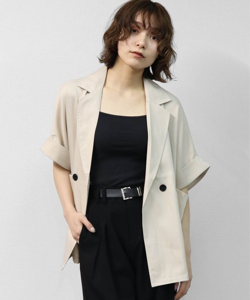 THE CELL.(ザセルドット)の「ダブルハーフジャケット DOUBLE HALF JACKET(テーラードジャケット・レディース・チャコールグレー/ベージュ/ブラック・FREE)」の11枚目の写真