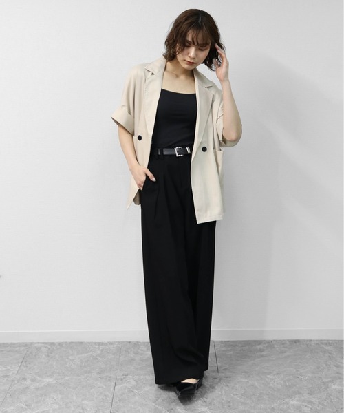 THE CELL.(ザセルドット)の「ダブルハーフジャケット DOUBLE HALF JACKET(テーラードジャケット・レディース・チャコールグレー/ベージュ/ブラック・FREE)」の4枚目の写真