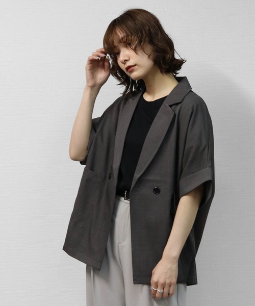 THE CELL.(ザセルドット)の「ダブルハーフジャケット DOUBLE HALF JACKET(テーラードジャケット・レディース・チャコールグレー/ベージュ/ブラック・FREE)」の19枚目の写真