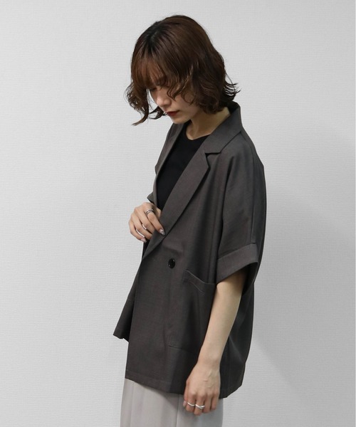 THE CELL.(ザセルドット)の「ダブルハーフジャケット DOUBLE HALF JACKET(テーラードジャケット・レディース・チャコールグレー/ベージュ/ブラック・FREE)」の20枚目の写真