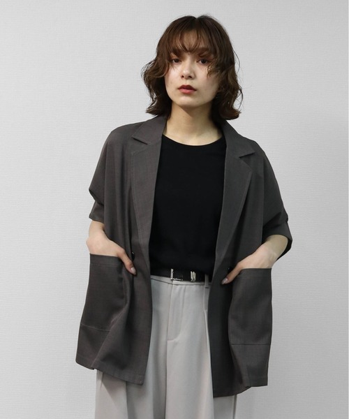 THE CELL.(ザセルドット)の「ダブルハーフジャケット DOUBLE HALF JACKET(テーラードジャケット・レディース・チャコールグレー/ベージュ/ブラック・FREE)」の18枚目の写真