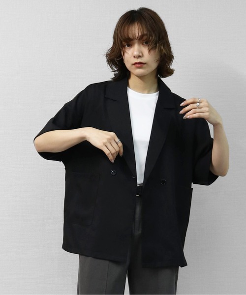 THE CELL.(ザセルドット)の「ダブルハーフジャケット DOUBLE HALF JACKET(テーラードジャケット・レディース・チャコールグレー/ベージュ/ブラック・FREE)」の5枚目の写真