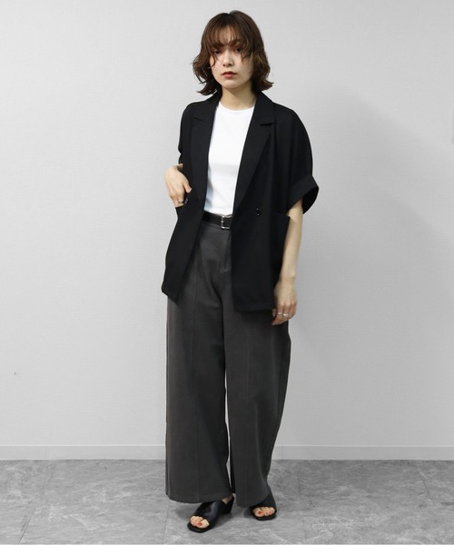 THE CELL.(ザセルドット)の「ダブルハーフジャケット DOUBLE HALF JACKET(テーラードジャケット・レディース・チャコールグレー/ベージュ/ブラック・FREE)」の6枚目の写真