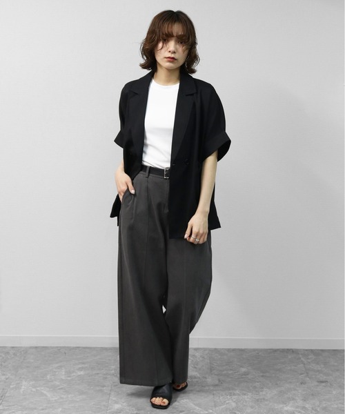 THE CELL.(ザセルドット)の「ダブルハーフジャケット DOUBLE HALF JACKET(テーラードジャケット・レディース・チャコールグレー/ベージュ/ブラック・FREE)」の7枚目の写真