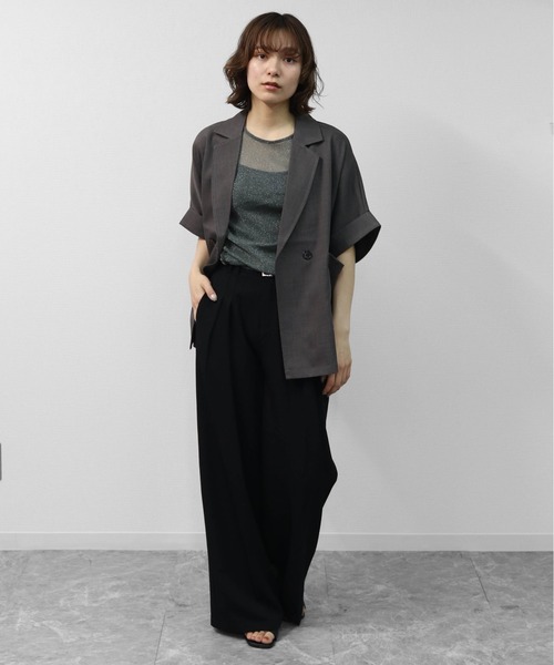 THE CELL.(ザセルドット)の「ダブルハーフジャケット DOUBLE HALF JACKET(テーラードジャケット・レディース・チャコールグレー/ベージュ/ブラック・FREE)」の16枚目の写真