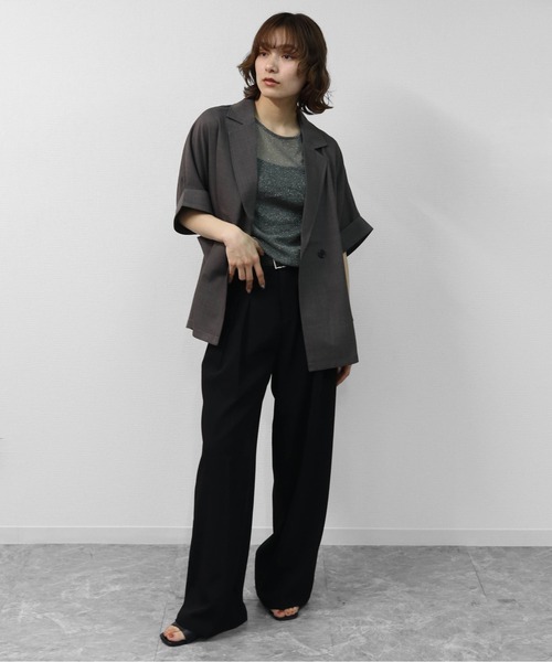 THE CELL.(ザセルドット)の「ダブルハーフジャケット DOUBLE HALF JACKET(テーラードジャケット・レディース・チャコールグレー/ベージュ/ブラック・FREE)」の17枚目の写真