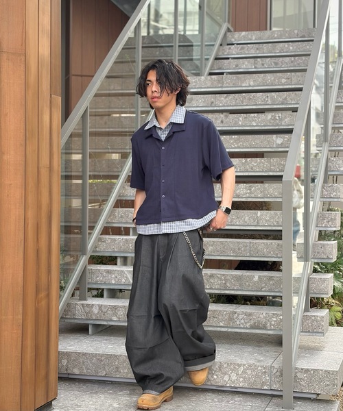 MandO(エムオー)(エムオー)の「レイヤードショートシャツ/無地&チェック(シャツ/ブラウス・メンズ・ネイビー/チャコールグレー/オフホワイト・LARGE/MEDIUM)」の12枚目の写真