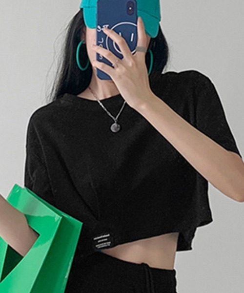 SallyLunn(サリーラン)の「ワンポイントタック クロップドTシャツ(Tシャツ/カットソー・レディース・ホワイト/ブラック/グレー・FREE)」の15枚目の写真