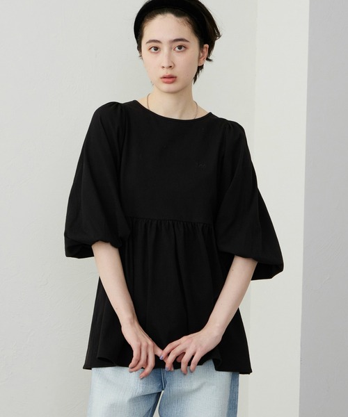 Lee(リー)の「Lee/リー パフスリーブTシャツ【体型カバー】(Tシャツ/カットソー・レディース・ホワイト/ブラック・SMALL/MEDIUM)」の4枚目の写真