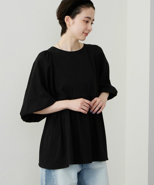 Lee(リー)の「Lee/リー パフスリーブTシャツ【体型カバー】(Tシャツ/カットソー・レディース・ホワイト/ブラック・SMALL/MEDIUM)」の5枚目の写真