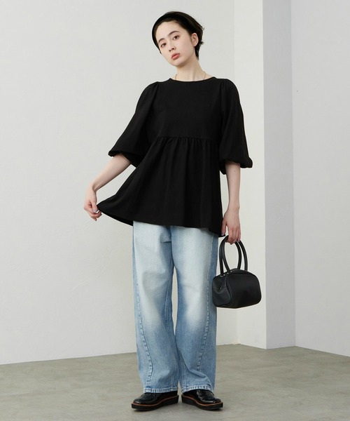 Lee(リー)の「Lee/リー パフスリーブTシャツ【体型カバー】(Tシャツ/カットソー・レディース・ホワイト/ブラック・SMALL/MEDIUM)」の11枚目の写真