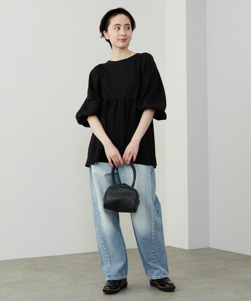 Lee(リー)の「Lee/リー パフスリーブTシャツ【体型カバー】(Tシャツ/カットソー・レディース・ホワイト/ブラック・SMALL/MEDIUM)」の13枚目の写真