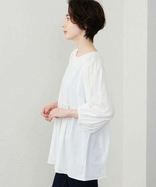 Lee(リー)の「Lee/リー パフスリーブTシャツ【体型カバー】(Tシャツ/カットソー・レディース・ホワイト/ブラック・SMALL/MEDIUM)」の16枚目の写真