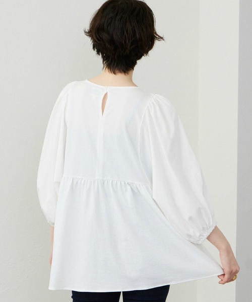 Lee(リー)の「Lee/リー パフスリーブTシャツ【体型カバー】(Tシャツ/カットソー・レディース・ホワイト/ブラック・SMALL/MEDIUM)」の18枚目の写真