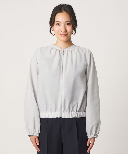 A DAY IN THE LIFE UNITED ARROWS（アデイインザライフユナイテッドアローズ）の「シアー スタンドブルゾン ‐ウォッシャブル‐＜A DAY IN THE LIFE＞（ブルゾン・レディース・ライトグレー/ダークグレー/ベージュ・FREE）」の7枚目の写真