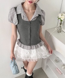 レイヤードチェックシャツ