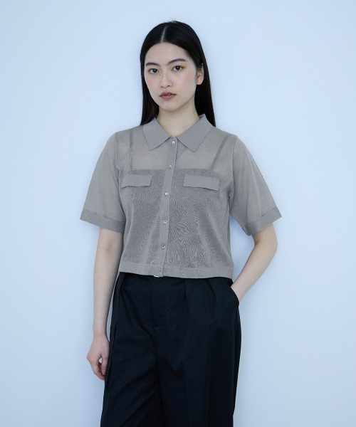 VICKY(ビッキー)の「メッシュポロラメニットカーデ(カーディガン/ボレロ・レディース・オフホワイト/ライトグレー/ブラック・M)」の3枚目の写真