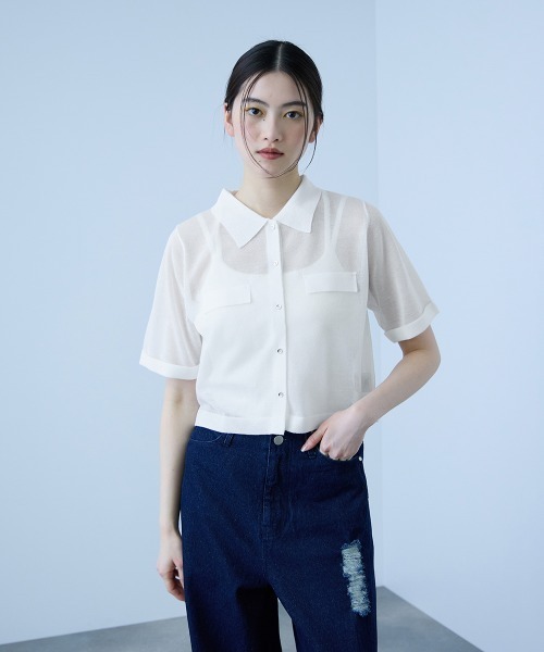 VICKY(ビッキー)の「メッシュポロラメニットカーデ(カーディガン/ボレロ・レディース・オフホワイト/ライトグレー/ブラック・M)」の15枚目の写真