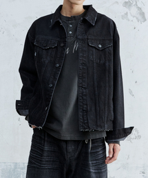 MAISON MINED（メゾンミネド）の「CUT OUT DENIM TRUCKER JACKET BLACK（デニムジャケット）」