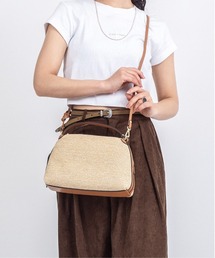 【GIANNI CHIARINI/ジャンニキアリーニ】2WAY ストロー素材ハンドバッグ レザーハンドル かごバッグ