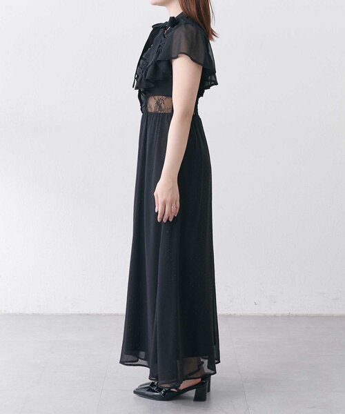 OLIVE des OLIVE（オリーブデオリーブ）の「【Belle Charme】Ribbon Neck Long Onepiece（ワンピース・レディース・ブラック/オフホワイト/チェック・SMALL/MEDIUM）」の4枚目の写真