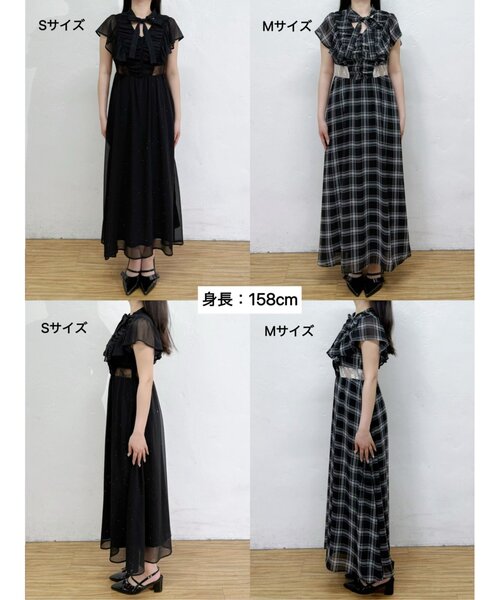 OLIVE des OLIVE（オリーブデオリーブ）の「【Belle Charme】Ribbon Neck Long Onepiece（ワンピース・レディース・ブラック/オフホワイト/チェック・SMALL/MEDIUM）」の20枚目の写真