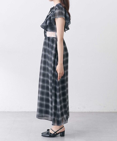 OLIVE des OLIVE（オリーブデオリーブ）の「【Belle Charme】Ribbon Neck Long Onepiece（ワンピース・レディース・ブラック/オフホワイト/チェック・SMALL/MEDIUM）」の14枚目の写真
