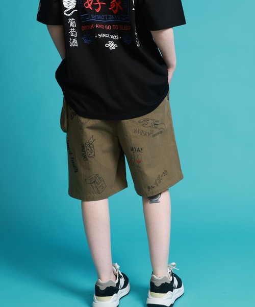 JACKROSE(ジャックローズ)の「YOIDORE 落書き ポーチバッグ ショートパンツ(その他パンツ・メンズ・インディゴブルー/カーキ・L/M)」の4枚目の写真