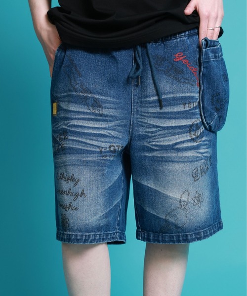 JACKROSE(ジャックローズ)の「YOIDORE 落書き ポーチバッグ ショートパンツ(その他パンツ・メンズ・インディゴブルー/カーキ・L/M)」の18枚目の写真