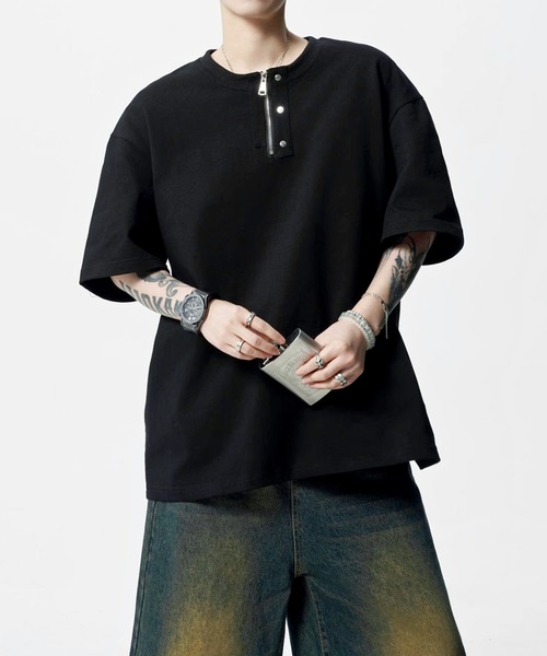 JOHNNY WOLF(ジョニーウルフ)の「CRUEL ジップアップ オーバーサイズ ヘンリーネックTシャツ(Tシャツ/カットソー・メンズ・ホワイト/ライトグレー/ブラック・M/L/XL)」の19枚目の写真