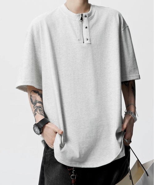 JOHNNY WOLF(ジョニーウルフ)の「CRUEL ジップアップ オーバーサイズ ヘンリーネックTシャツ(Tシャツ/カットソー・メンズ・ホワイト/ライトグレー/ブラック・M/L/XL)」の17枚目の写真