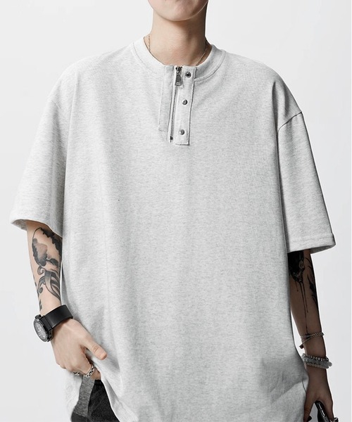 JOHNNY WOLF(ジョニーウルフ)の「CRUEL ジップアップ オーバーサイズ ヘンリーネックTシャツ(Tシャツ/カットソー・メンズ・ホワイト/ライトグレー/ブラック・M/L/XL)」の15枚目の写真
