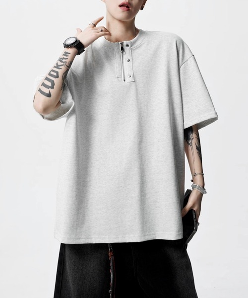 JOHNNY WOLF(ジョニーウルフ)の「CRUEL ジップアップ オーバーサイズ ヘンリーネックTシャツ(Tシャツ/カットソー・メンズ・ホワイト/ライトグレー/ブラック・M/L/XL)」の10枚目の写真